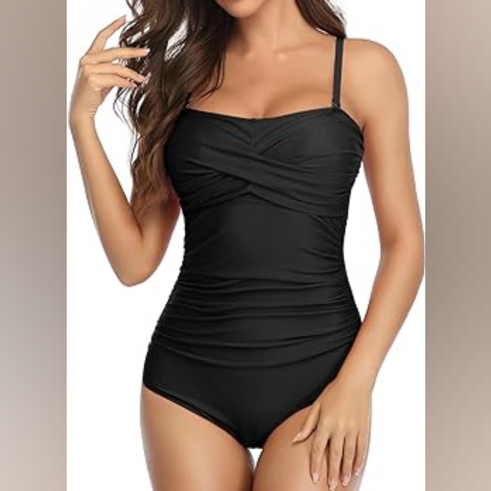 NWT, Carmen Marc Valvo Black Strapless Swimsuit